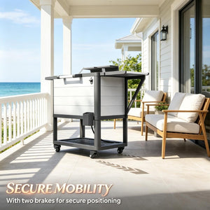 English Elm Mobile Outdoor Cooler Cart with 104 Qt Capacity Lockable Casters and Folding Side Tables Black + Gray T3971P541223
