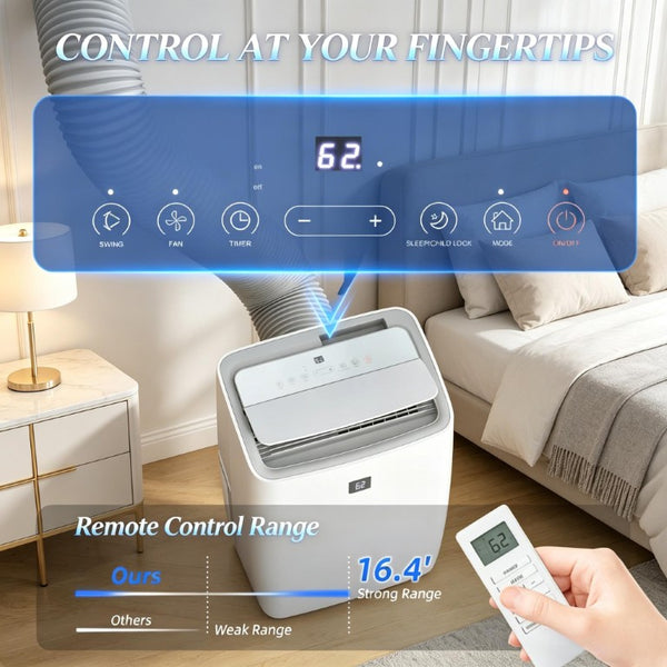 English Elm 5-In-1 Portable Air Conditioner 14000 BTU Smart Cooling Unit for Rooms up to 700 Sq Ft T3971P541236