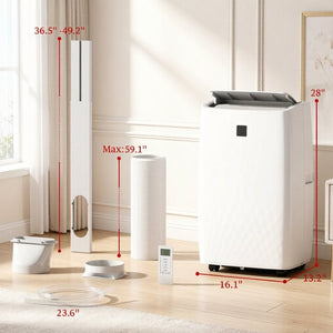 English Elm 5-In-1 Portable Air Conditioner 14000 BTU Smart Cooling Unit for Rooms up to 700 Sq Ft T3971P541236