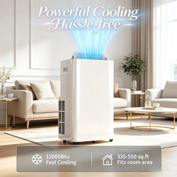 English Elm Compact Portable Air Conditioner 12000 BTU Four Mode Cooling for Rooms up to 549 Sq Ft T3971P541244