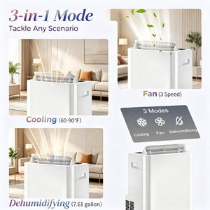 English Elm Compact Portable Air Conditioner 12000 BTU Four Mode Cooling for Rooms up to 549 Sq Ft T3971P541244