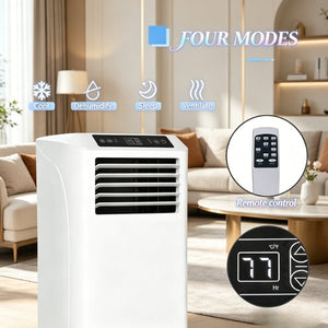 English Elm Modern 10000 BTU Rolling Room Air Conditioner with Sleep Mode and Remote Control Mini T3971P541266