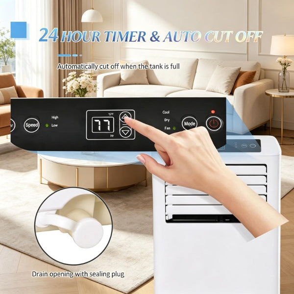 English Elm Modern 10000 BTU Rolling Room Air Conditioner with Sleep Mode and Remote Control Mini T3971P541266