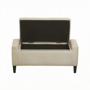 English Elm Modern Linen Upholstered Storage Ottoman Bench with Flip Top Lid for Bedroom Entryway T3971P543623