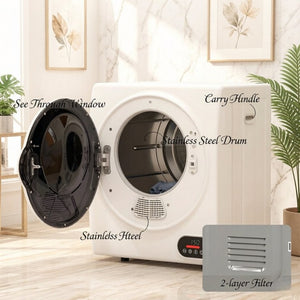 English Elm Compact Electric Dryer with Stainless Drum PTC Heating for Apartments and Dorms T3971P543638
