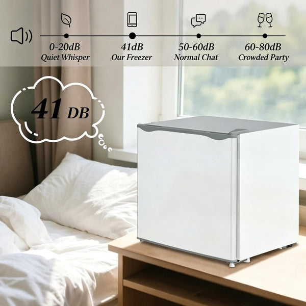 English Elm Compact Gray Steel Mini Freezer with Quiet R600a Compressor and Reversible Door T3971P543643