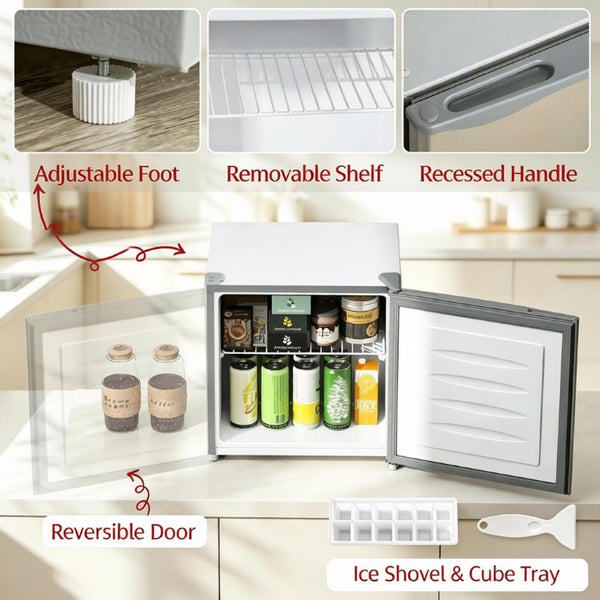 English Elm Compact Gray Steel Mini Freezer with Quiet R600a Compressor and Reversible Door T3971P543643