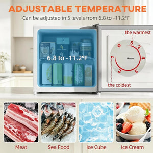 English Elm Compact Gray Steel Mini Freezer with Quiet R600a Compressor and Reversible Door T3971P543643