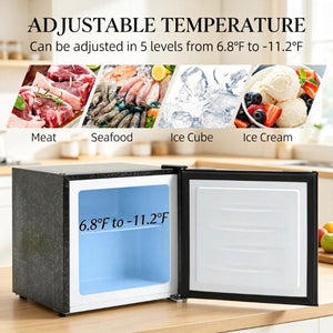 English Elm Space-Saving Compact Freezer Black Steel Mini Unit for Dorm RV or Home Office T3971P543672