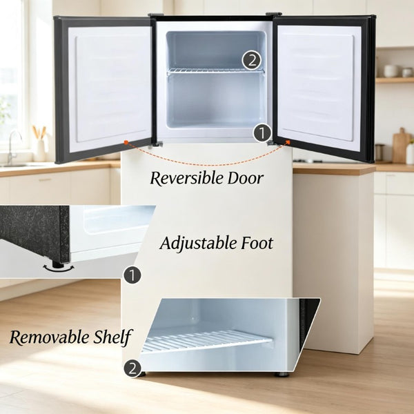 English Elm Space-Saving Compact Freezer Black Steel Mini Unit for Dorm RV or Home Office T3971P543672