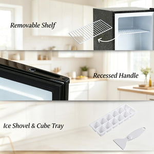 English Elm Space-Saving Compact Freezer Black Steel Mini Unit for Dorm RV or Home Office T3971P543672