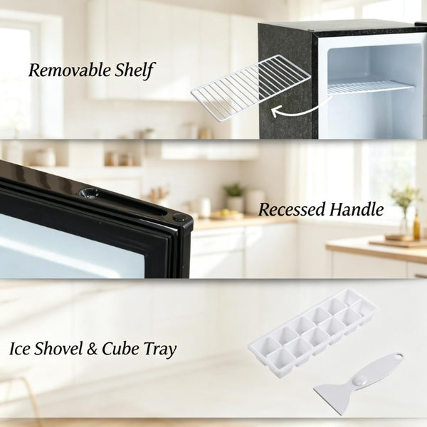 English Elm Space-Saving Compact Freezer Black Steel Mini Unit for Dorm RV or Home Office T3971P543672