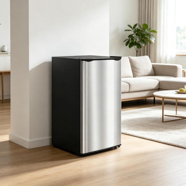 English Elm Upright Mini Fridge 3.2 Cu Ft Steel Compact Freezer for Dorms and Small Spaces T3971P543690