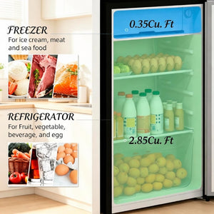 English Elm Upright Mini Fridge 3.2 Cu Ft Steel Compact Freezer for Dorms and Small Spaces T3971P543690