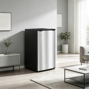 English Elm Upright Mini Fridge 3.2 Cu Ft Steel Compact Freezer for Dorms and Small Spaces T3971P543690