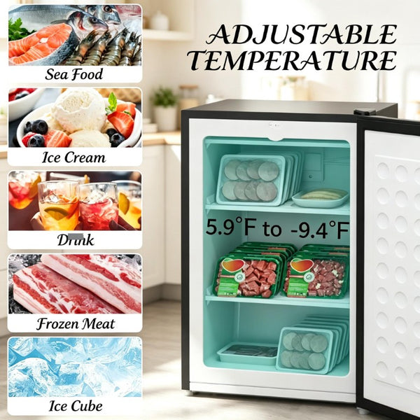 English Elm Versatile Compact Upright Freezer with Three Shelves for Apartments and Small Spaces T3971P543705