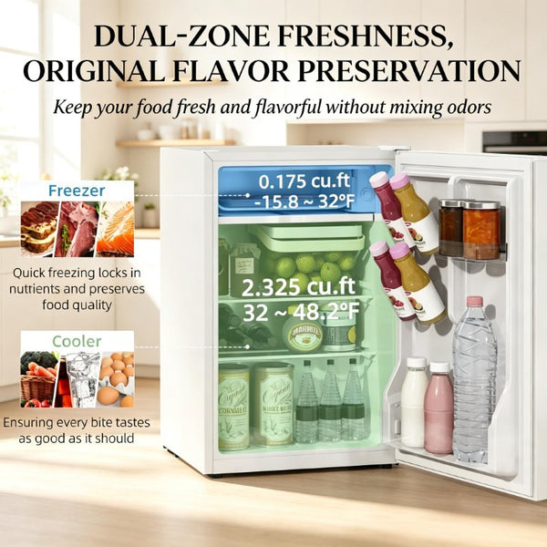 English Elm Modern Compact Single Door Mini Fridge with Freezer for Dorm Office or Studio Use T3971P543802