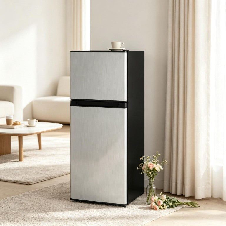 English Elm Compact Dual Zone Mini Fridge with Top Freezer for Dorm Apartment or RV 4 Cu Ft T3971P543819