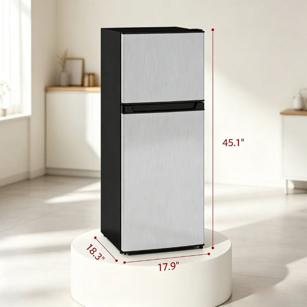 English Elm Compact Dual Zone Mini Fridge with Top Freezer for Dorm Apartment or RV 4 Cu Ft T3971P543819