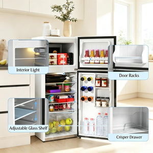 English Elm Upright Mini Fridge with Top Freezer Section for Dorm Apartment or Small Space Living T3971P543828
