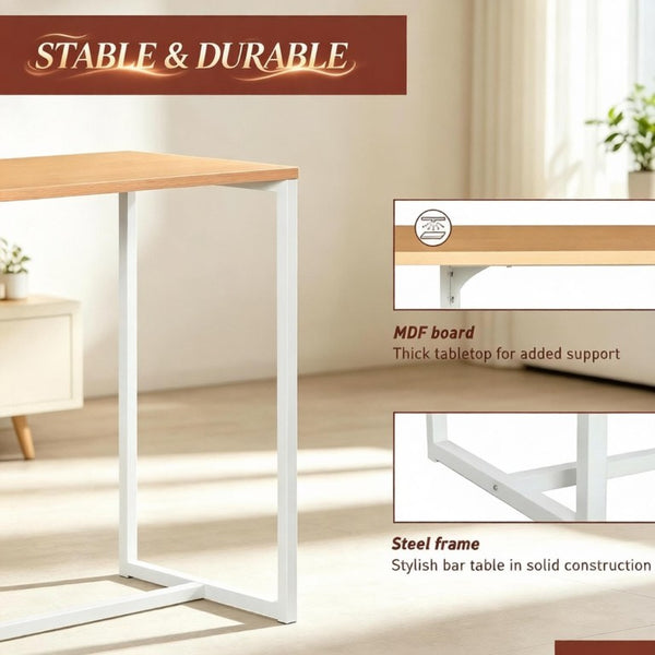 English Elm Modern High Top Bar Table with Three Tier Side Shelving in Two Tone Wood Finish T3971P545579