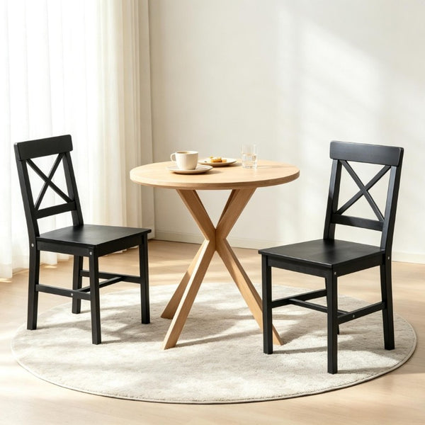 English Elm Modern Cross-Back Pinewood Dining Chairs Set of Two with High Backrest Farm Style T3971P545595
