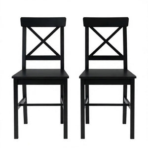 English Elm Modern Cross-Back Pinewood Dining Chairs Set of Two with High Backrest Farm Style T3971P545595