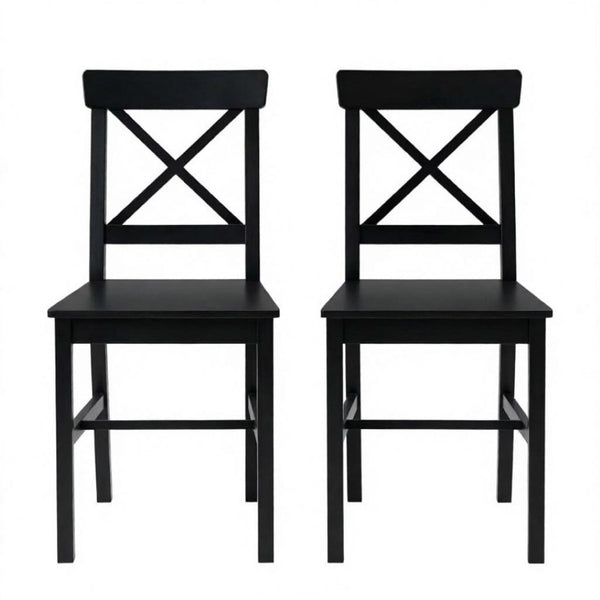 English Elm Modern Cross-Back Pinewood Dining Chairs Set of Two with High Backrest Farm Style T3971P545595