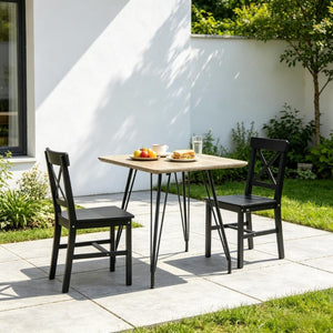 English Elm Modern Cross-Back Pinewood Dining Chairs Set of Two with High Backrest Farm Style T3971P545595
