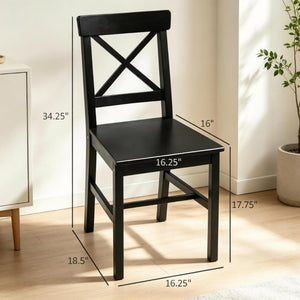 English Elm Modern Cross-Back Pinewood Dining Chairs Set of Two with High Backrest Farm Style T3971P545595