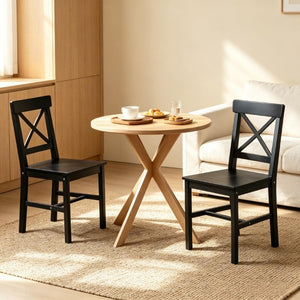 English Elm Modern Cross-Back Pinewood Dining Chairs Set of Two with High Backrest Farm Style T3971P545595