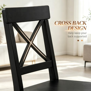 English Elm Modern Cross-Back Pinewood Dining Chairs Set of Two with High Backrest Farm Style T3971P545595