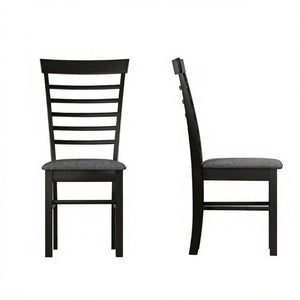 English Elm Modern Ladder Back Dining Chairs Set of 2 Rubberwood Frame Linen Upholstered Seats T3971P545620
