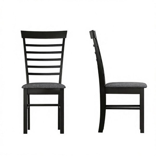 English Elm Modern Ladder Back Dining Chairs Set of 2 Rubberwood Frame Linen Upholstered Seats T3971P545620