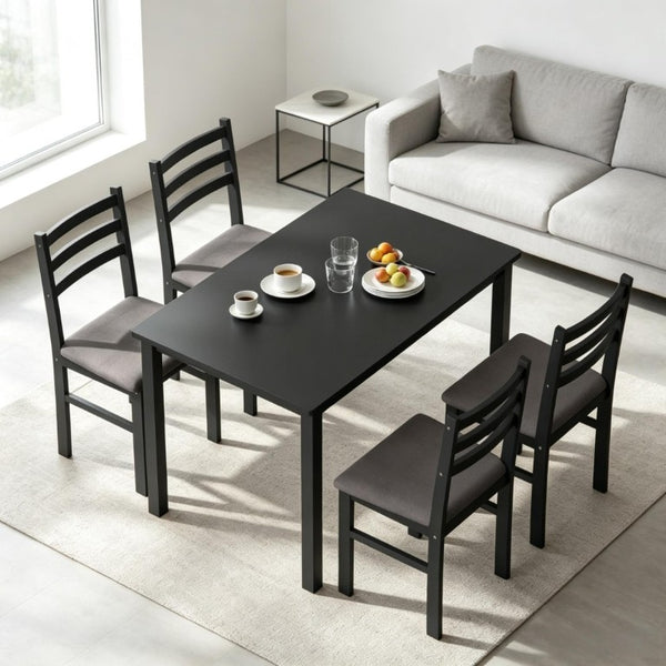 English Elm Modern Farmhouse Five Piece Dining Set with Rubberwood Legs and Slat Back Chairs T3971P545629