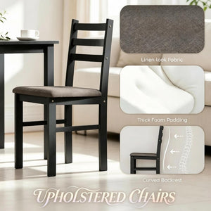 English Elm Modern Farmhouse Five Piece Dining Set with Rubberwood Legs and Slat Back Chairs T3971P545629