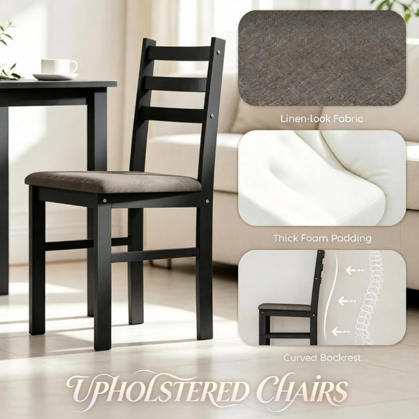 English Elm Modern Farmhouse Five Piece Dining Set with Rubberwood Legs and Slat Back Chairs T3971P545629