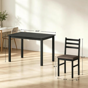 English Elm Modern Farmhouse Five Piece Dining Set with Rubberwood Legs and Slat Back Chairs T3971P545629