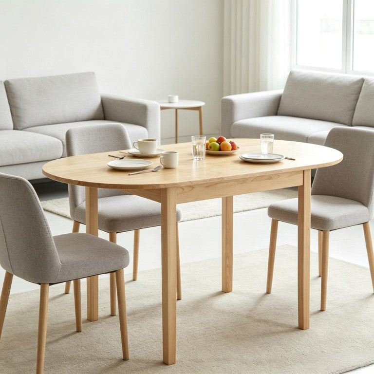 English Elm Multi-Function Solid Pine Drop-Leaf Dining Table Expands to Seat Six for Any Space T3971P545645