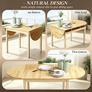 English Elm Multi-Function Solid Pine Drop-Leaf Dining Table Expands to Seat Six for Any Space T3971P545645