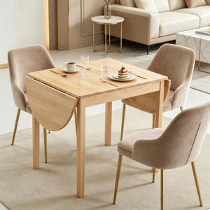 English Elm Multi-Function Solid Pine Drop-Leaf Dining Table Expands to Seat Six for Any Space T3971P545645