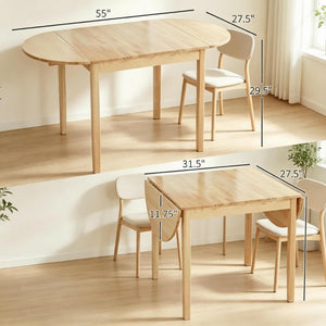 English Elm Multi-Function Solid Pine Drop-Leaf Dining Table Expands to Seat Six for Any Space T3971P545645