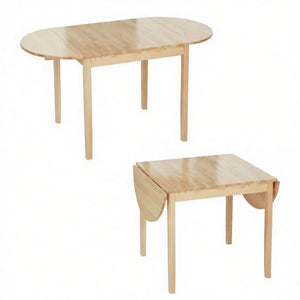 English Elm Multi-Function Solid Pine Drop-Leaf Dining Table Expands to Seat Six for Any Space T3971P545645