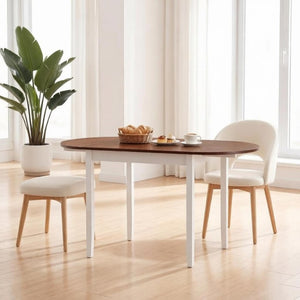 English Elm Convertible Drop Leaf Pinewood Dining Table Seats Six with Two Tone Farmhouse Style T3971P545655