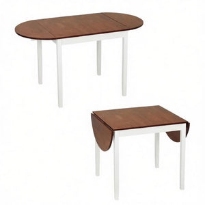 English Elm Convertible Drop Leaf Pinewood Dining Table Seats Six with Two Tone Farmhouse Style T3971P545655