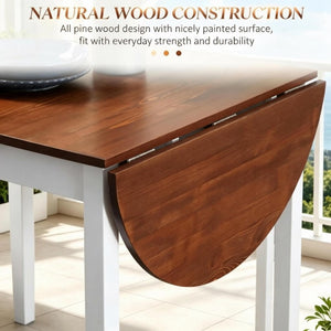 English Elm Convertible Drop Leaf Pinewood Dining Table Seats Six with Two Tone Farmhouse Style T3971P545655