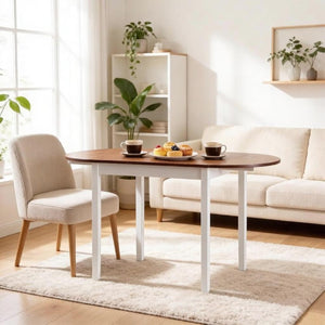 English Elm Convertible Drop Leaf Pinewood Dining Table Seats Six with Two Tone Farmhouse Style T3971P545655