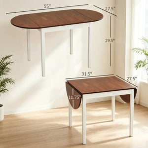 English Elm Convertible Drop Leaf Pinewood Dining Table Seats Six with Two Tone Farmhouse Style T3971P545655