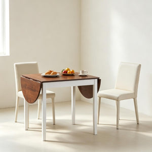 English Elm Convertible Drop Leaf Pinewood Dining Table Seats Six with Two Tone Farmhouse Style T3971P545655