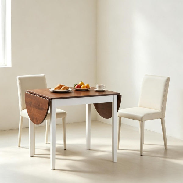 English Elm Convertible Drop Leaf Pinewood Dining Table Seats Six with Two Tone Farmhouse Style T3971P545655